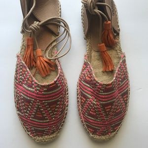 Solillas Woven Ankle Tie Espadrille. Size 6 US (Euro 37)